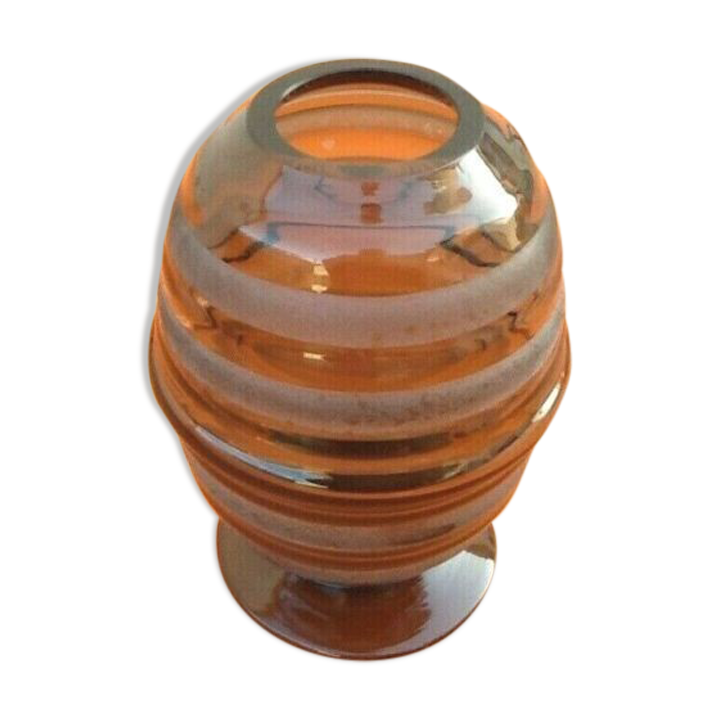 Vase design bobine style art déco verre teinté poli dépoli