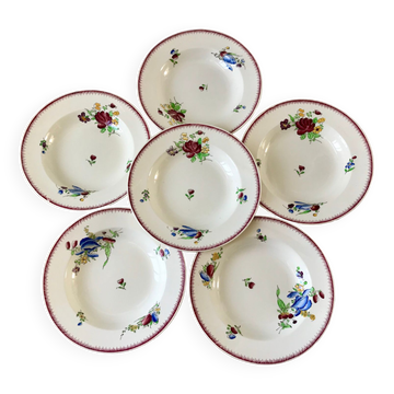 set of 6 Villeroy & Boch La Louvière soup plates, Belgian manufacture in Terre de Fer, early 20th century