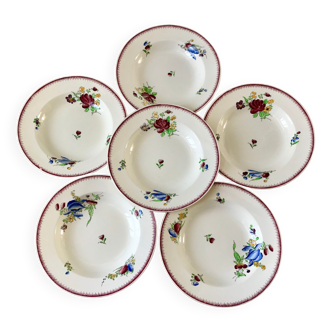 set of 6 Villeroy & Boch La Louvière soup plates, Belgian manufacture in Terre de Fer, early 20th century