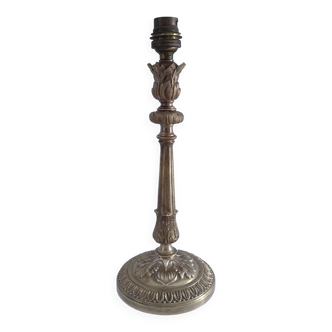 Pied de lampe bronze décor feuillagé