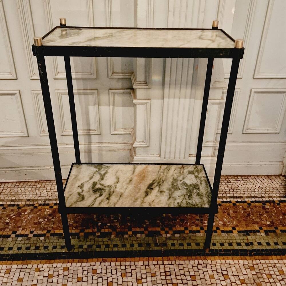 Old marble brass metal console.