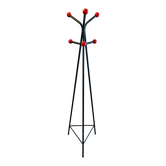 1960s Black and Red Ball Coat Rack on Stand