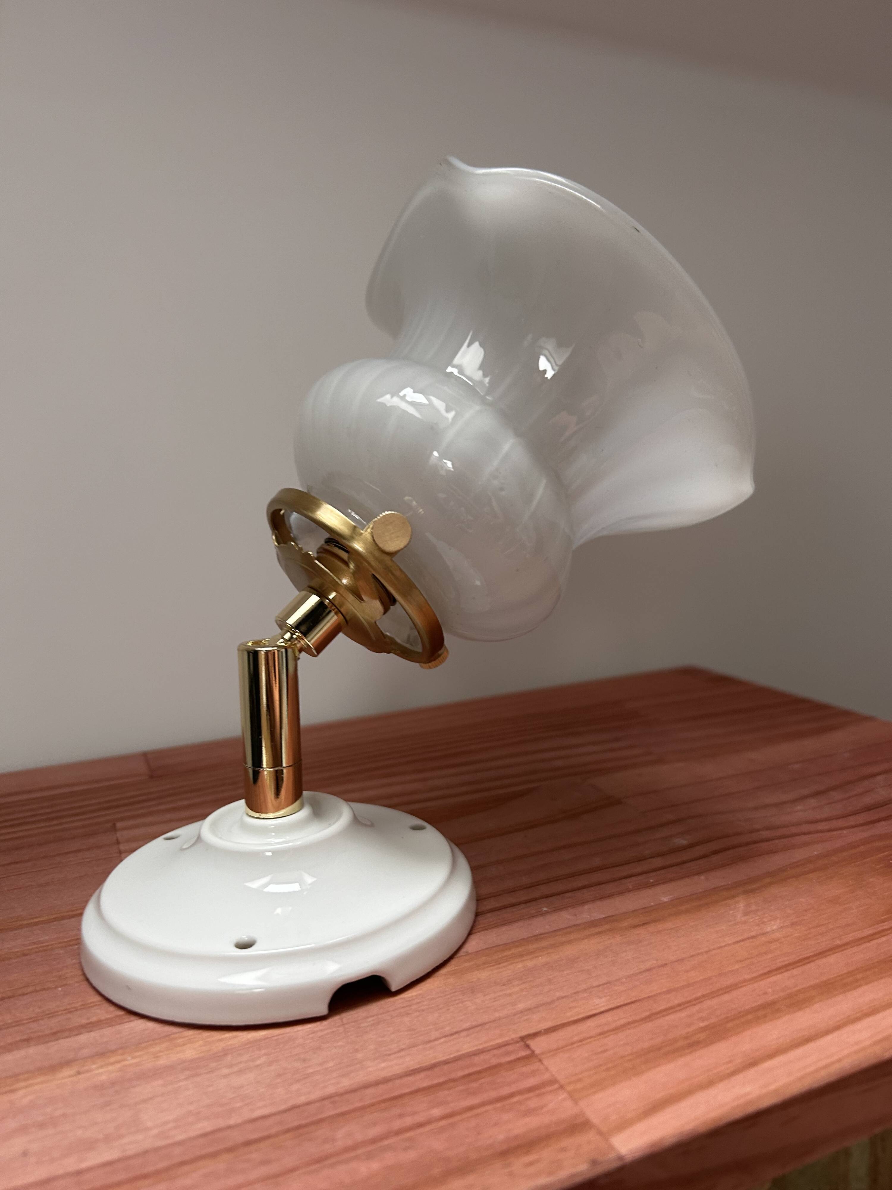 Vintage glass and ceramic tilting wall light