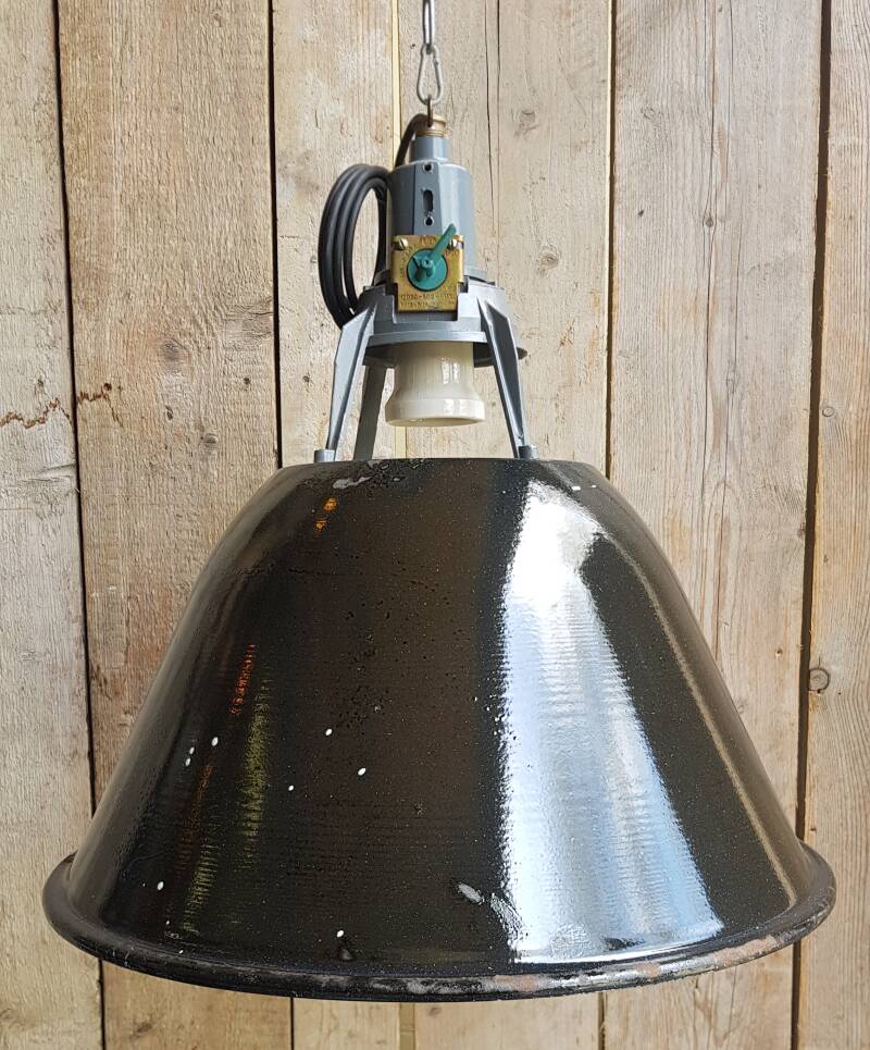 Authentic industrial enamel hanging lamp black