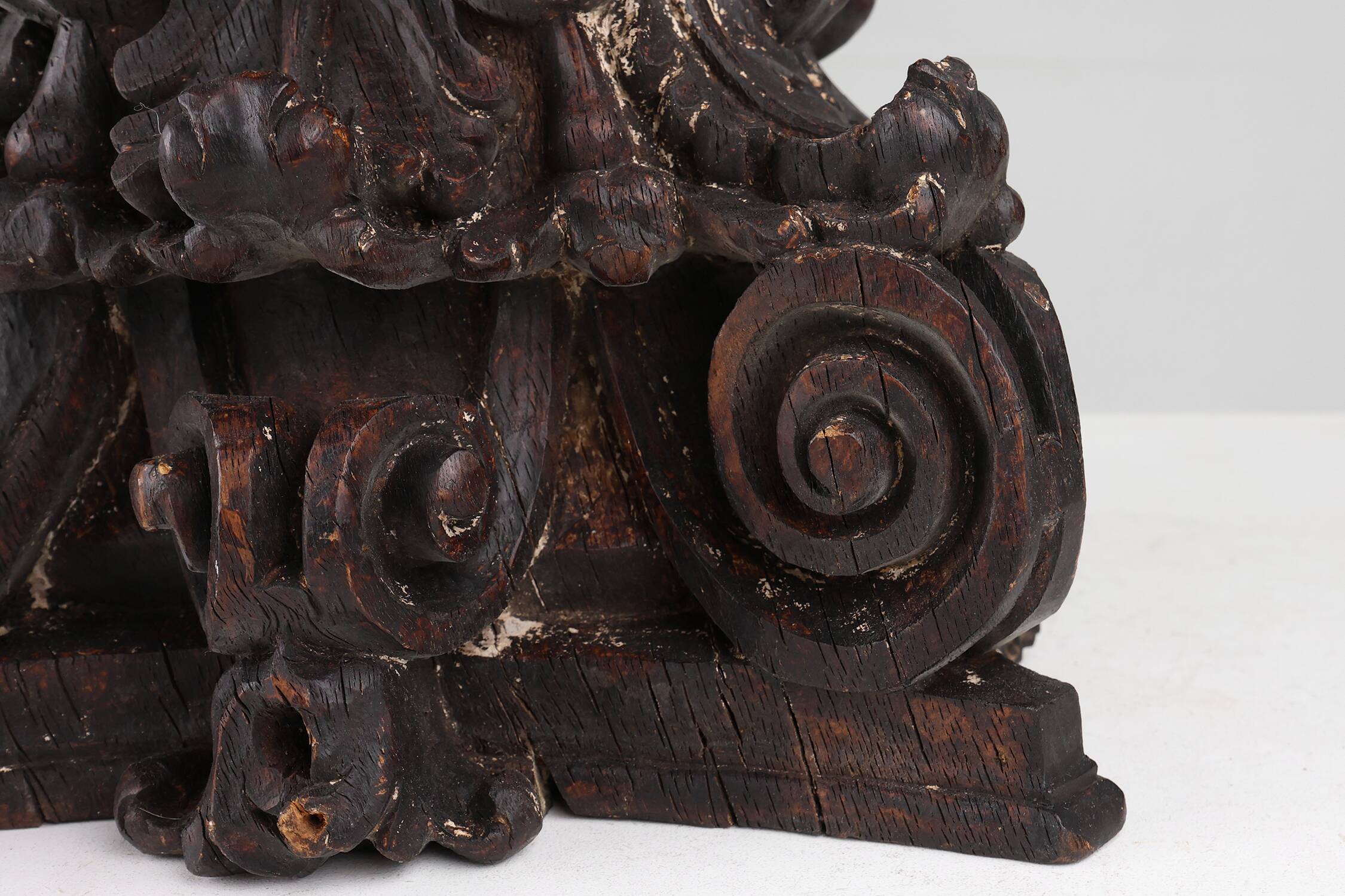 An ancient hand carved Corinthian column capital, France, 18th century