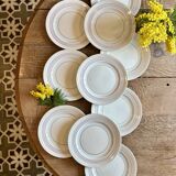 Set of 10 vintage flat plates in semi-porcelain Céranord.