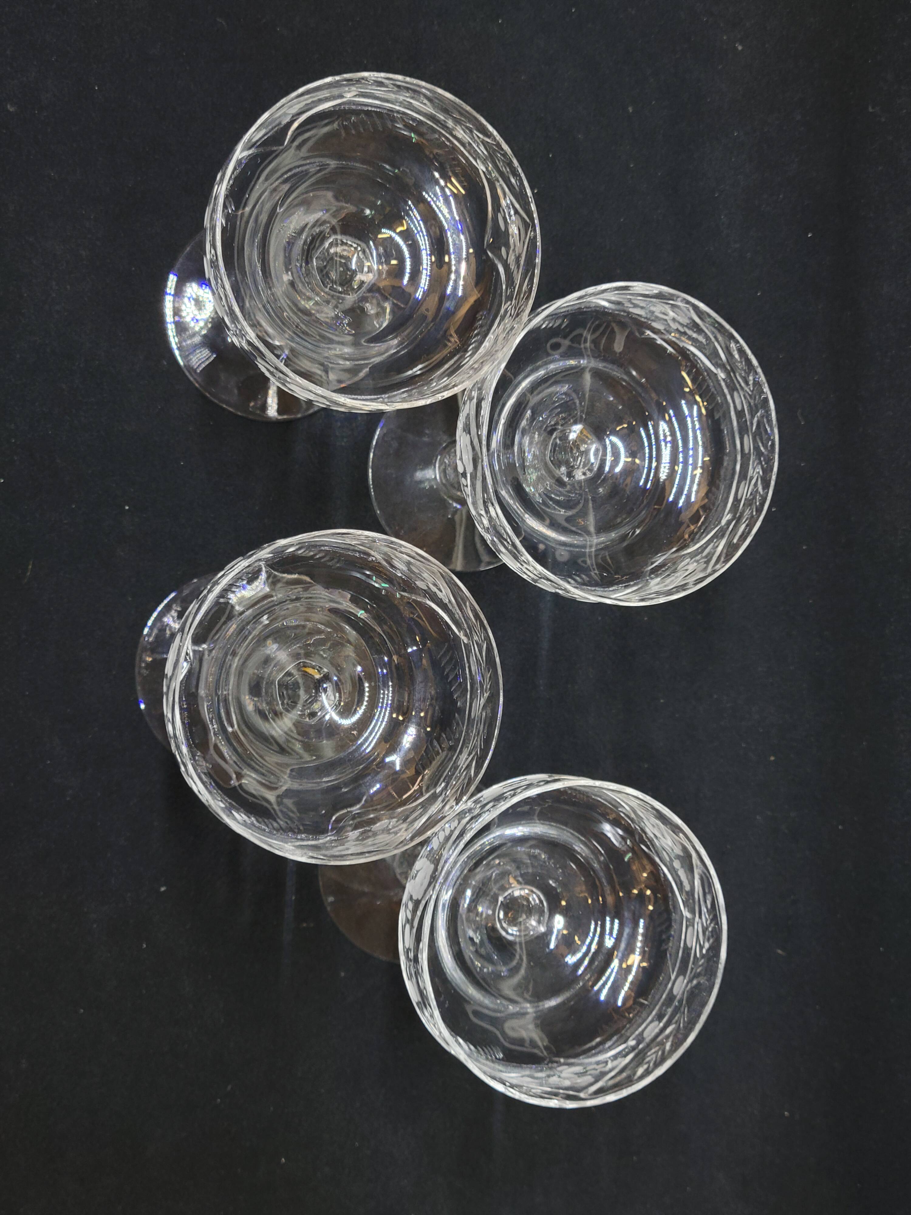 4 Libbey Rock Sharpe Crystal Champagne Coupes