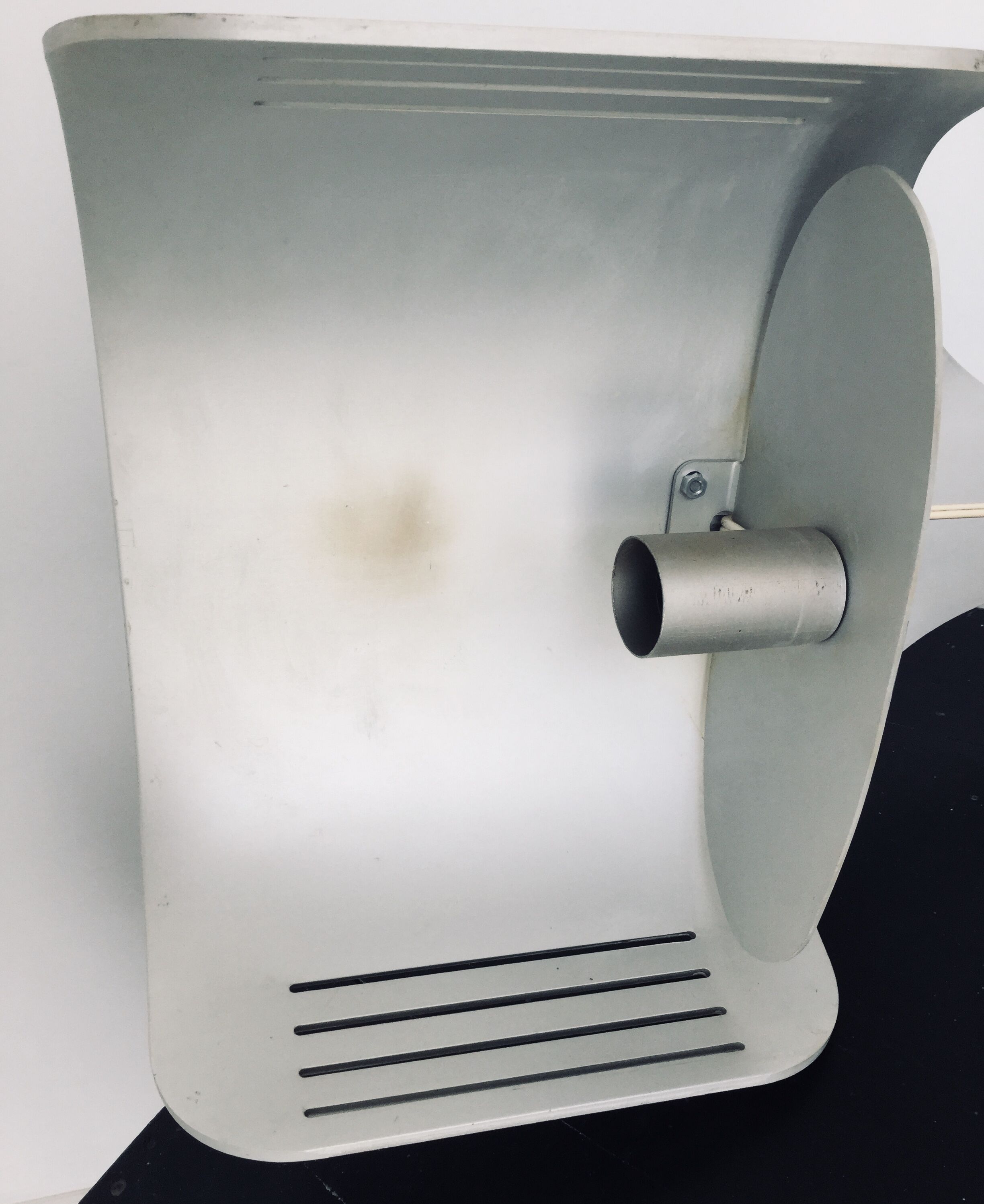 Brushed aluminum table lamp with pebble switch by Walter and Moretti 1970