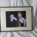 Framed silver photograph of Jane Birkin and Serge Gainsbourg