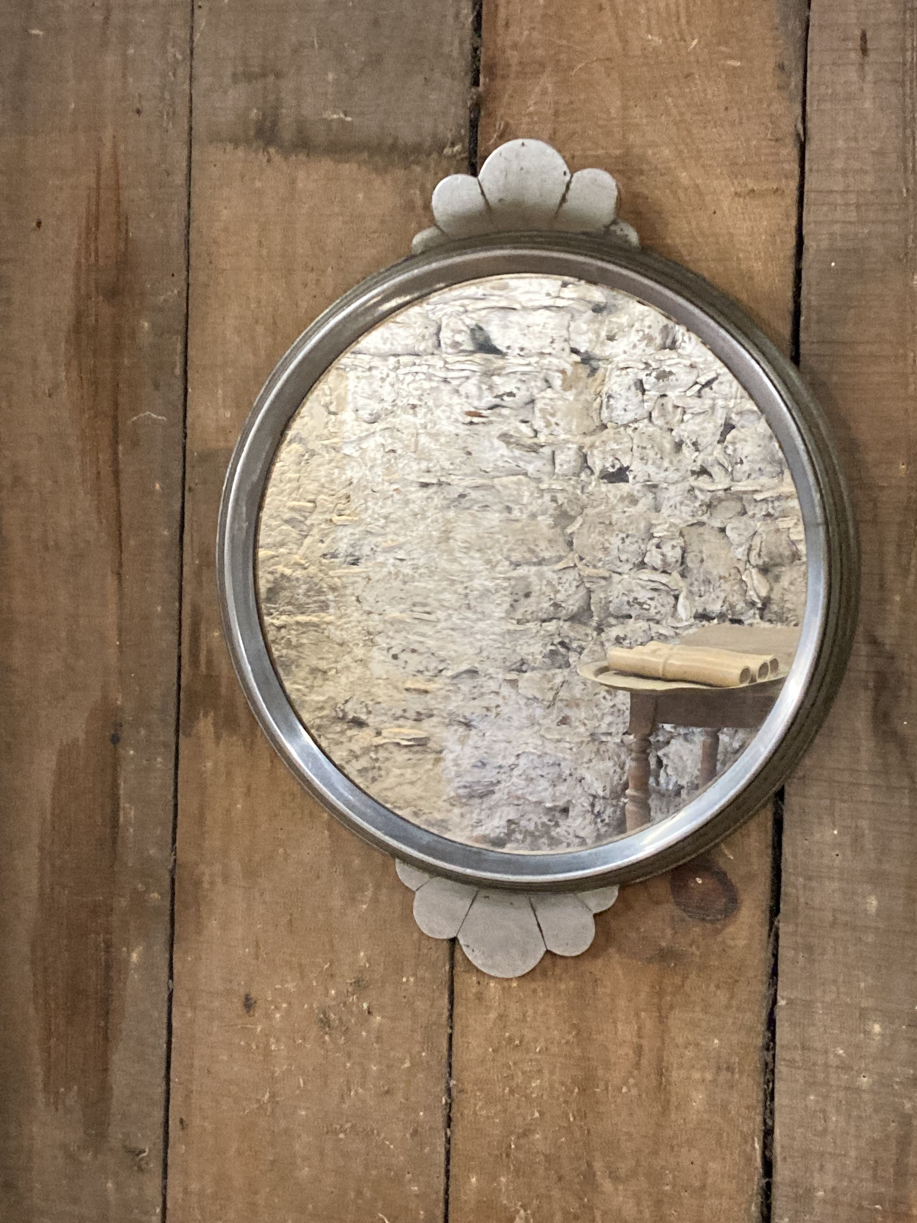 1930 vintage metal art deco mirror / or serving tray