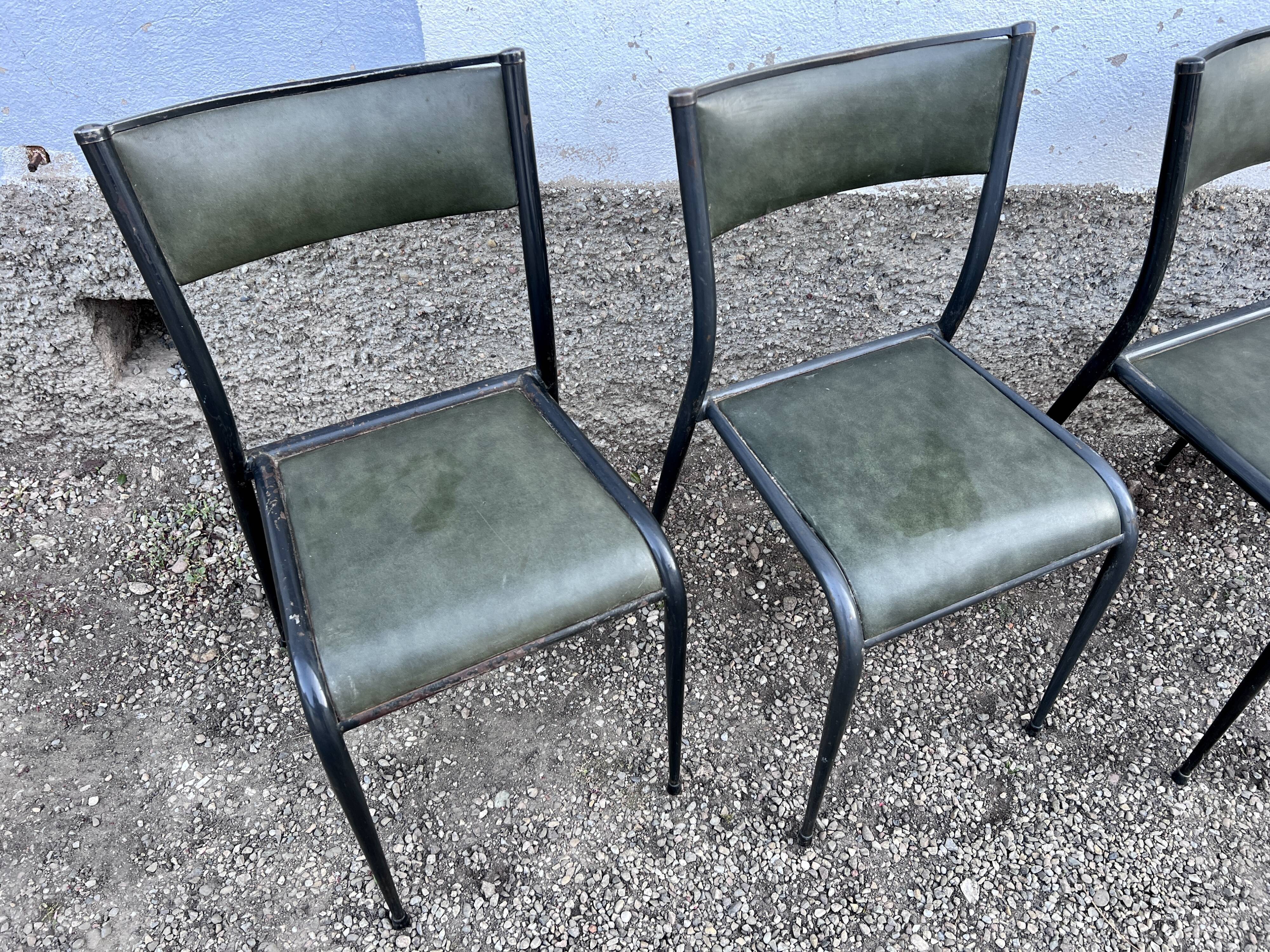 Series of 6 Industrial School Chairs - stackable