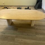 Oval travertine coffee table