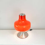 Vintage table lamp, glass shade with aluminium base, 70s