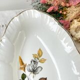 Ravier porcelaine digoin chamoi motif fleuri