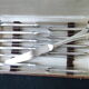Box of 12 table knives in stainless steel and silver metal