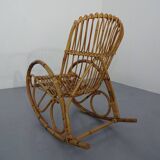 Mid-Century Italian Bamboo Rocking Chair, 1950s