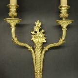 Pair of large Louis XVI style flower sconces from the 19th century - gilt bronze