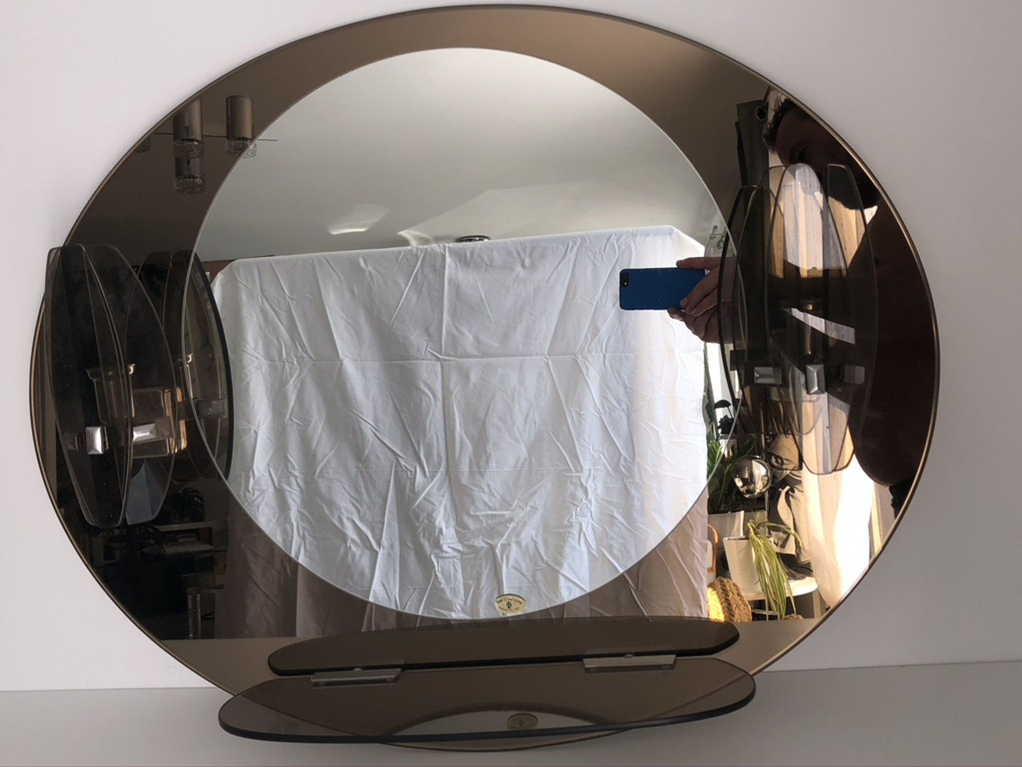 Lupi Crystal Luxor Mirror with 2 integrated wall lights and shelf