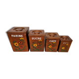 Set of 4 wooden spice jars