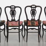 Set of 4 antique French Napoleon III chairs inlaid with mother-of-pearl