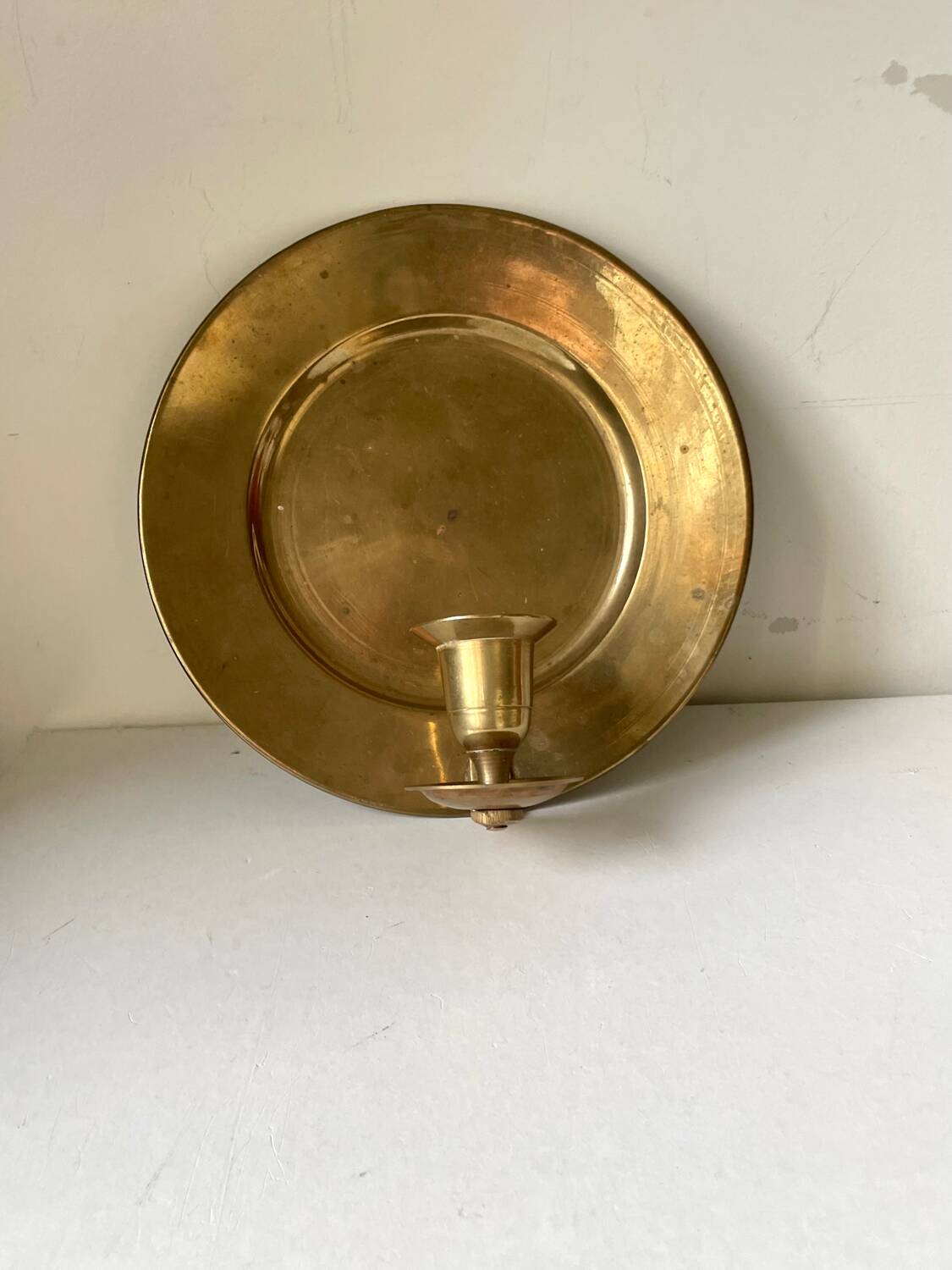 Vintage brass wall candle holder sconce diameter 18 cm