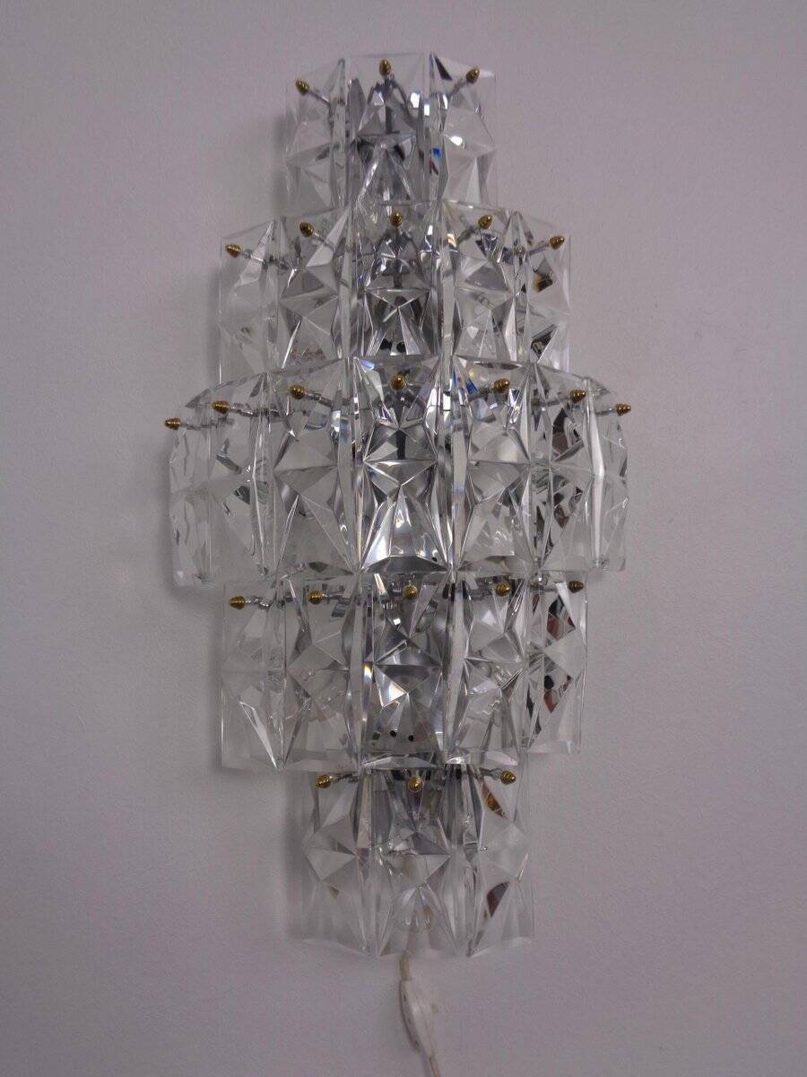 Large crystal glass flush mount from Kinkeldey, Germany, 1970s.