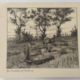 Antique print - Hiddensee cemetery - Lithograph from 1902