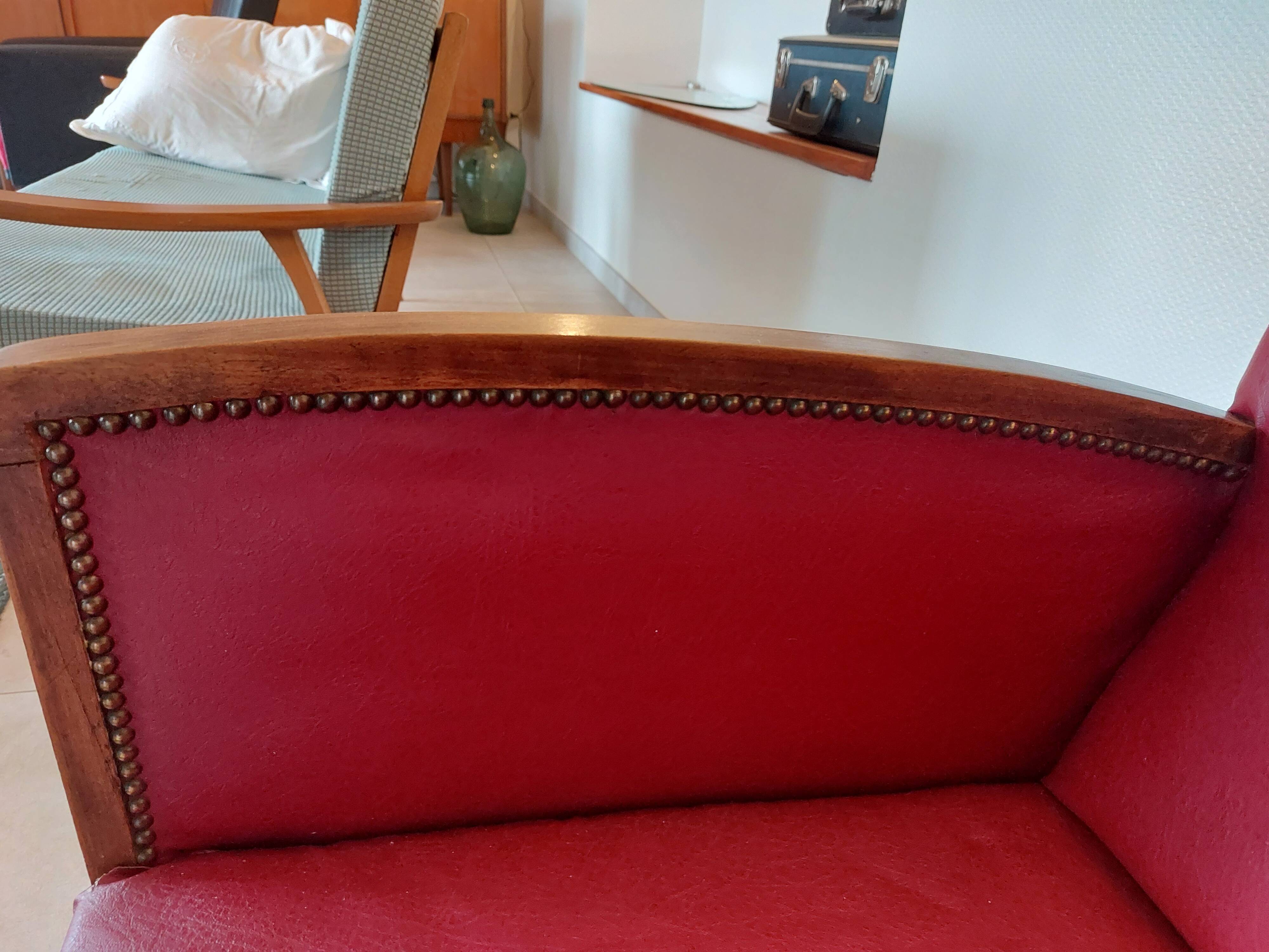 Raspberry red art deco armchair