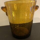 Biot amber yellow bubbled glass champagne bucket