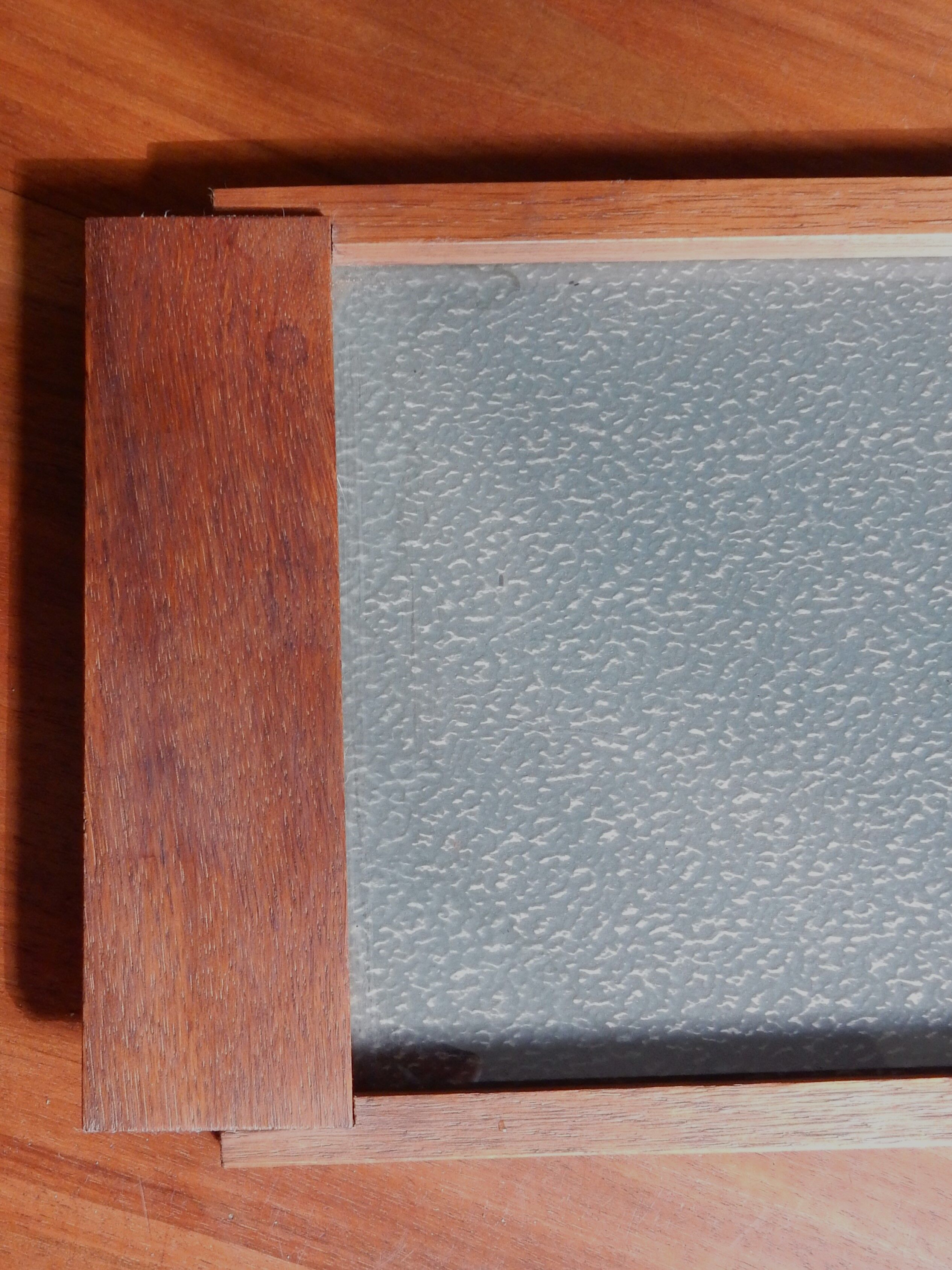 Art deco tray in wood and glass