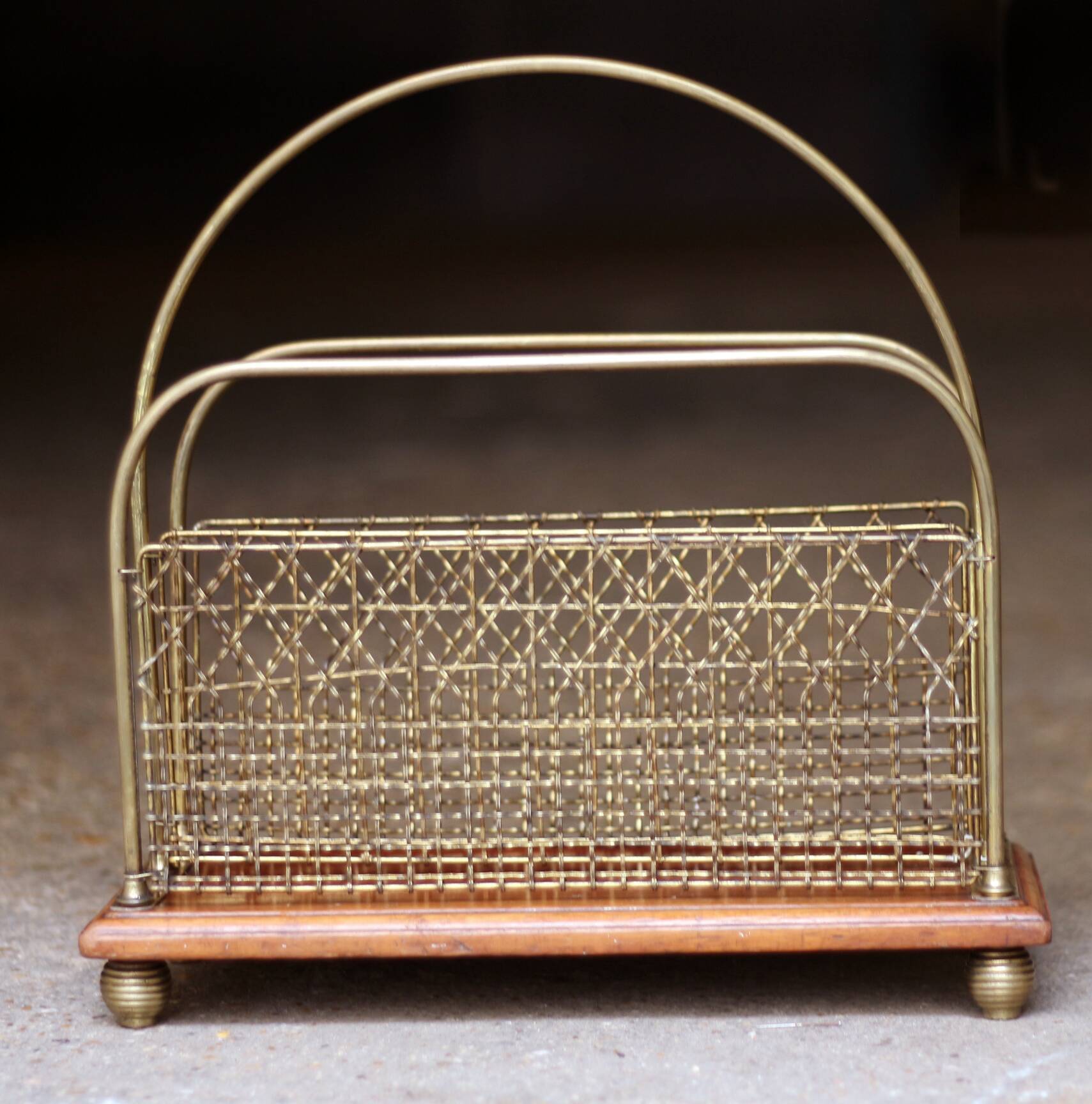 Adorable victorian s.hall magazine rack. brass/mahogany.