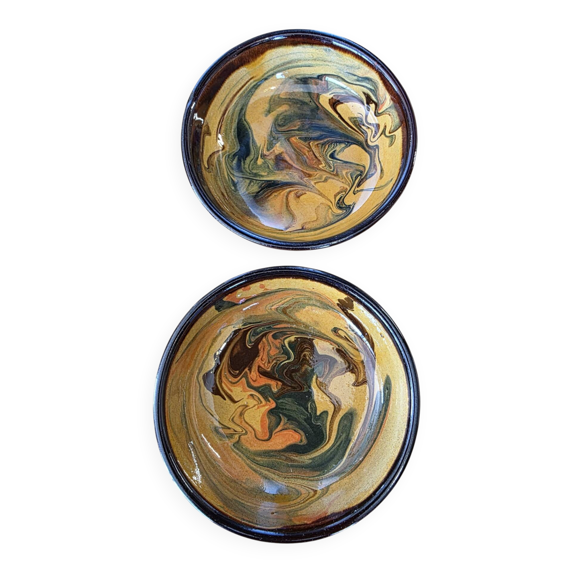 Vintage Duo of Speckled Ceramic Ramekins in Vallauris Style