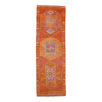 3x10 Brunt Orange & Pink Persian Runner Rug, 104x325Cm