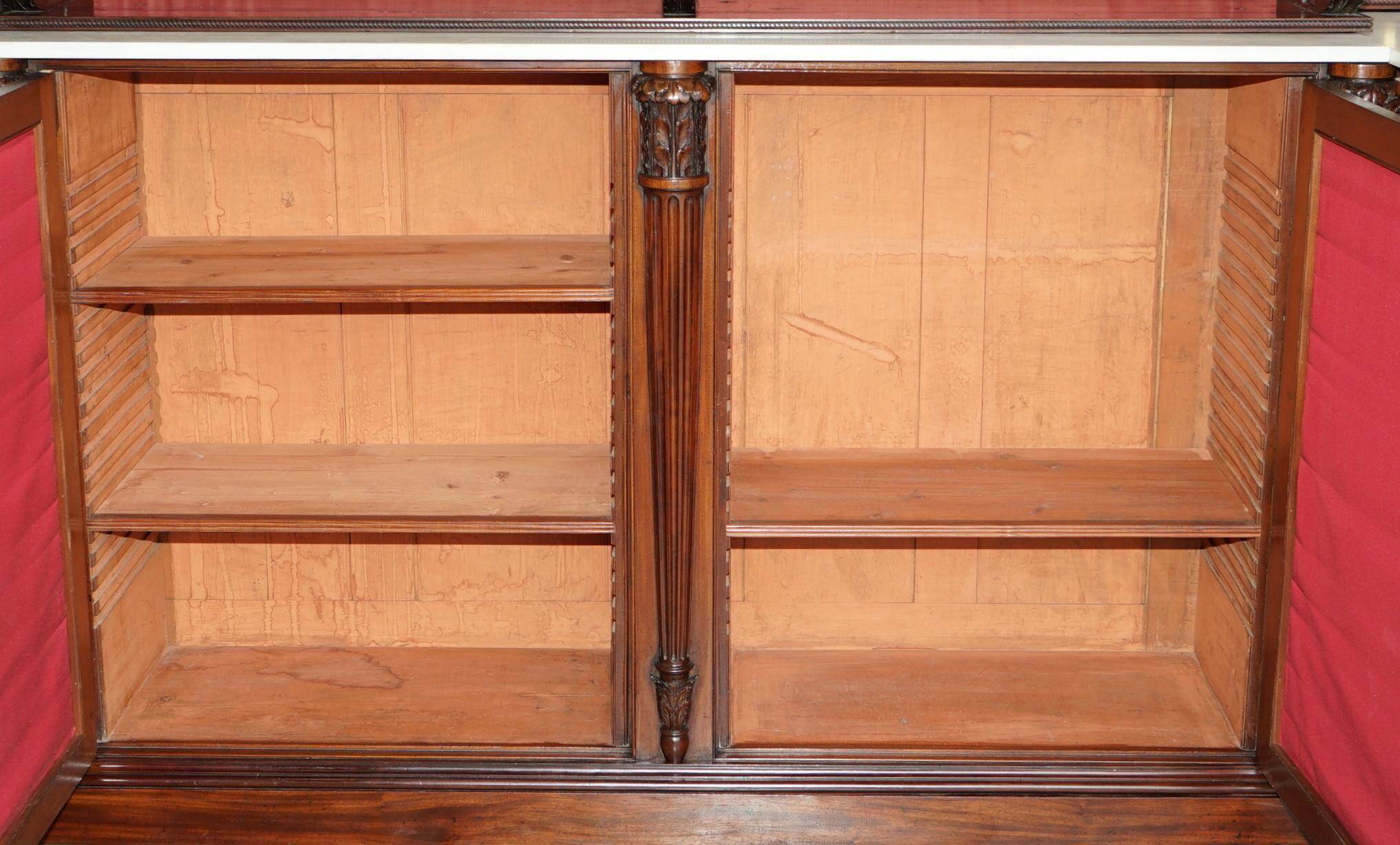 Monumental antique buffet in rosewood Regency with Italian marble.