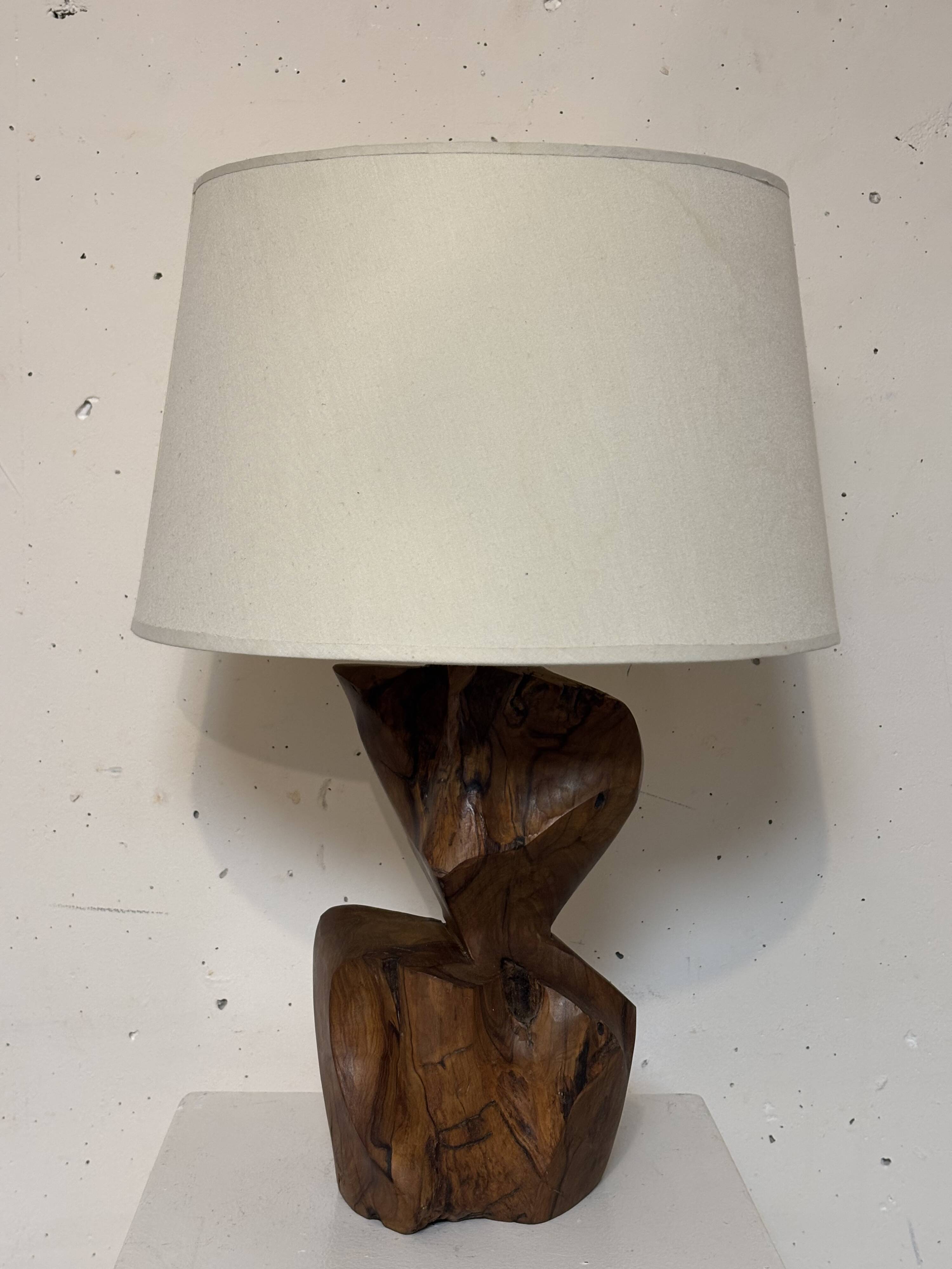 Olive wood lamp 1950