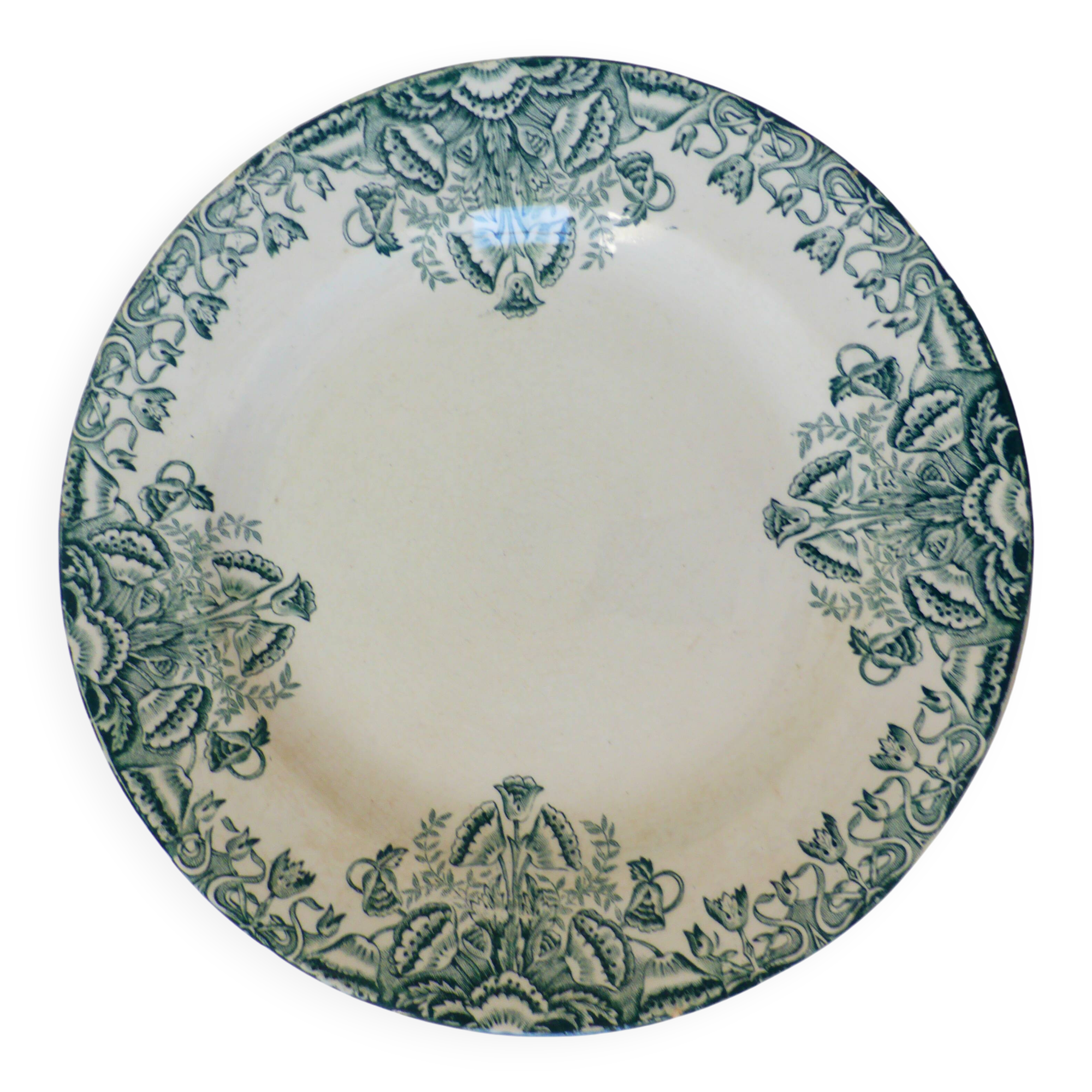 1 round vintage plate A. Lebacqz and M. Bouchart floral pattern 2106213