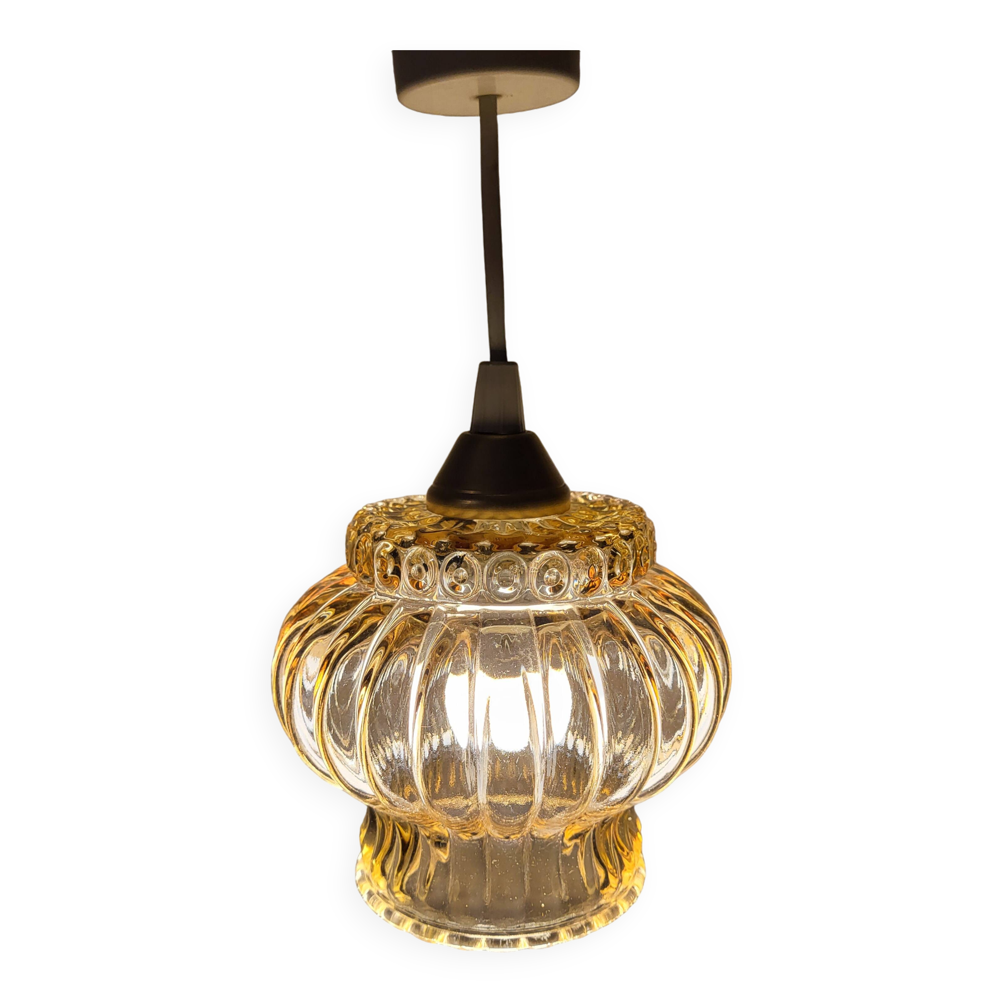 amber space age globe suspension, 1970