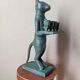 Antique metal cat candlestick