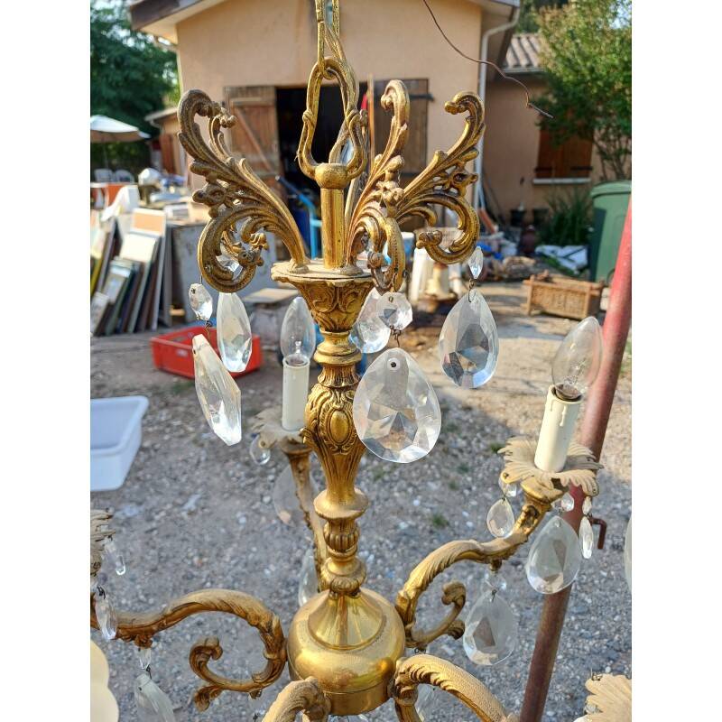 19th century bronze chandelier with tassels