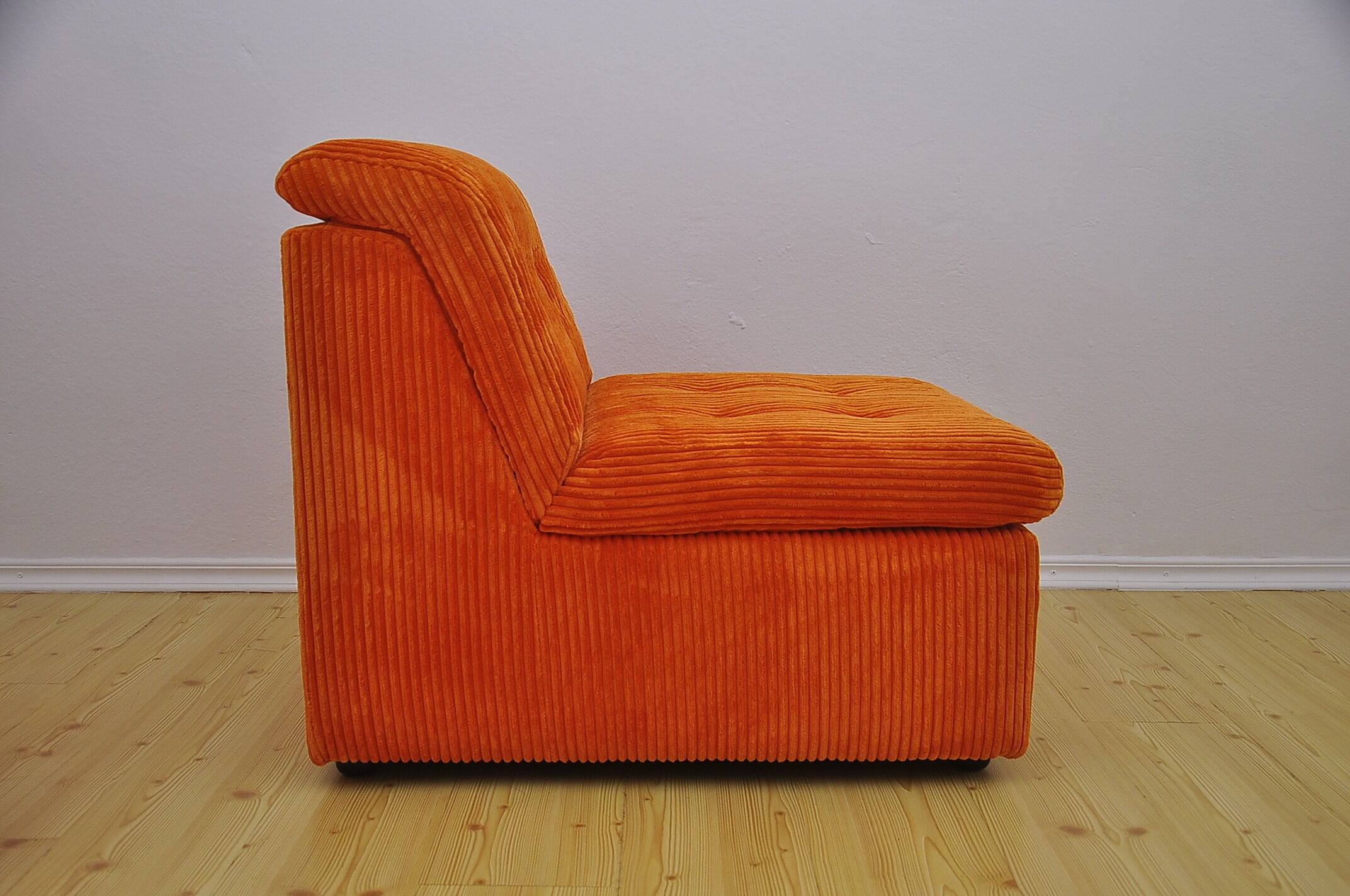 Orange corduroy modular sofa, 70s