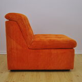 Orange corduroy modular sofa, 70s