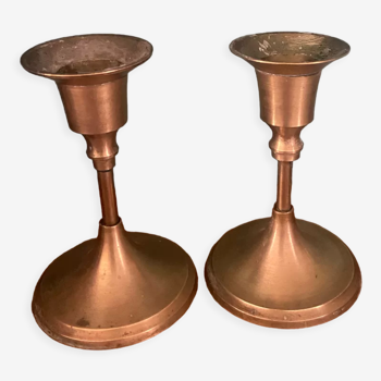 Pair of brass candle holders