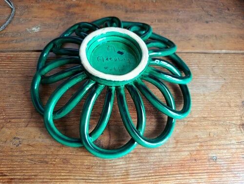 Bowl / Fruit bowl - Accolay ceramic - emerald green - vintage 1960s