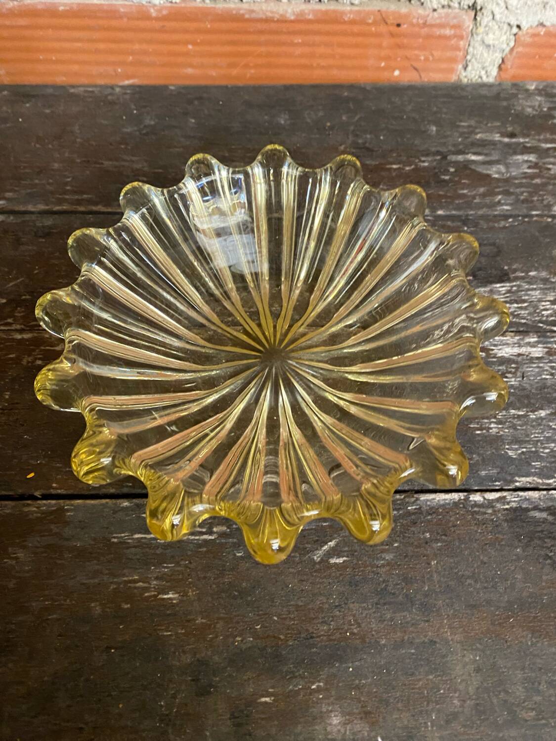 Vintage Murano Yellow Blown Glass Bowl #D527