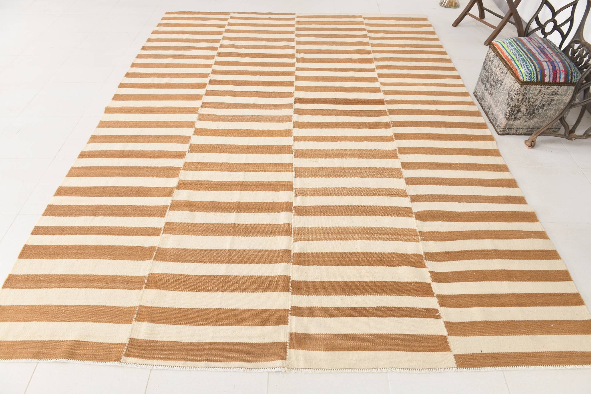8x10 Beige & Bronze Contemporary Kilim Rug, 229x311Cm SK 35061