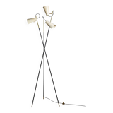 Unique tripod floor lamp by Stilnovo with white shades, Italy 1960s