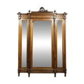 Louis XVI walnut bookcase cabinet with projection, circa 1850