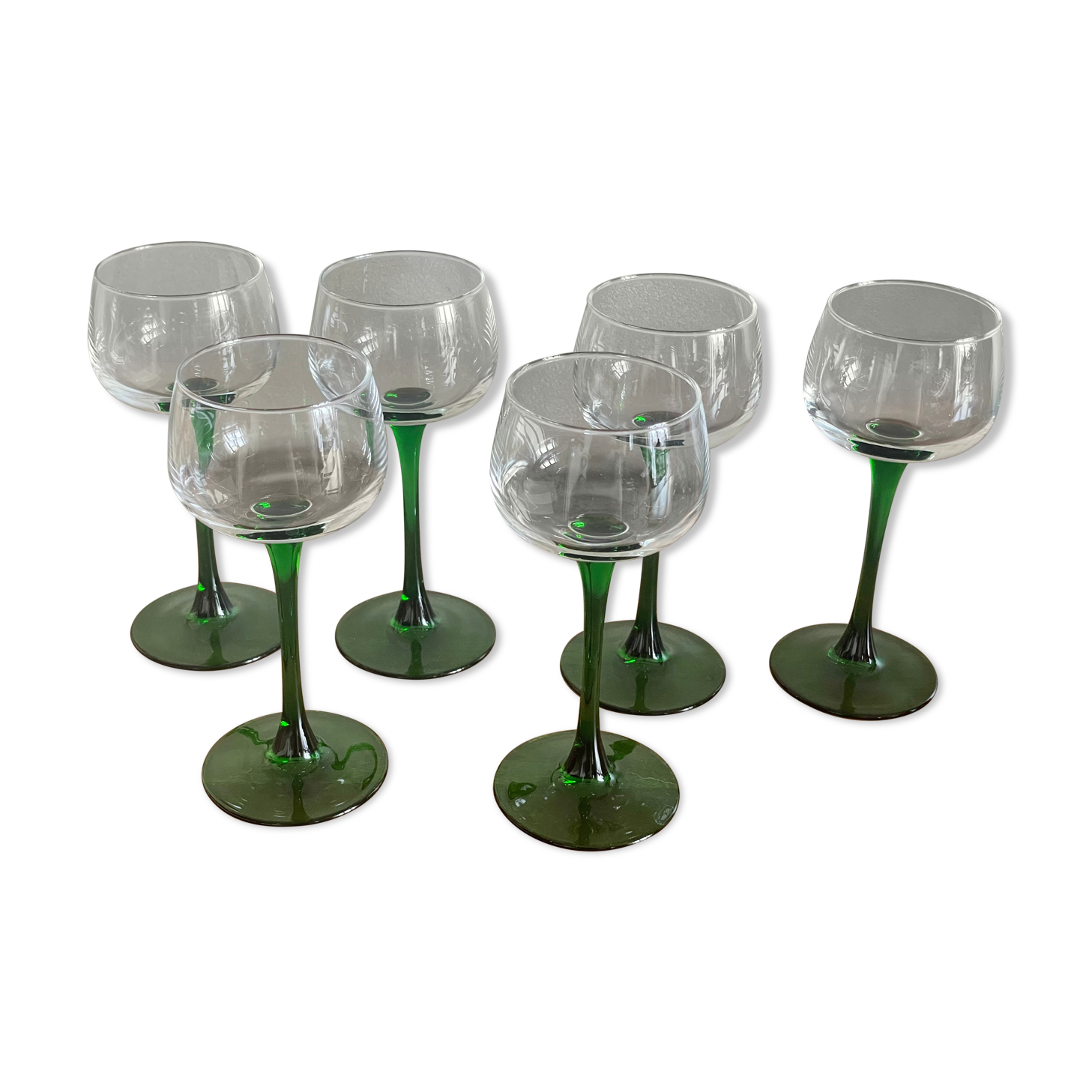 6 glasses on foot Alsace wine France