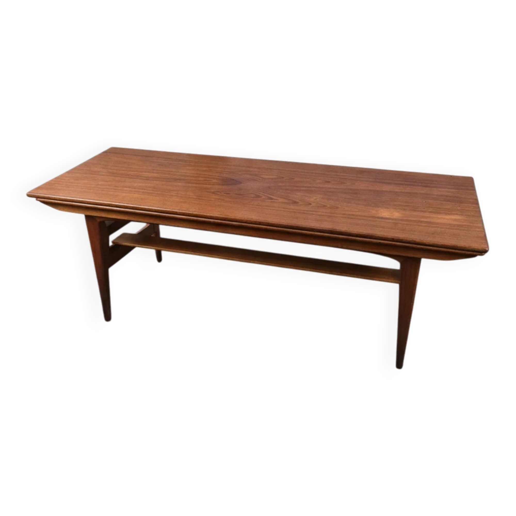 Table basse en teck avec hauteur et largeur réglables par Kai Kristiansen pour Trioh, Danemark, 1960.