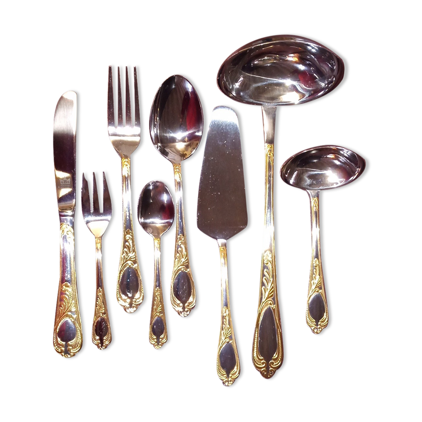 Besteke SBS Solingen housewives case in nickel chrome and gold gold